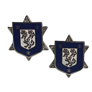 Vtg Heraldic Lions Shield Star Silver Tone Blue Enamel Cufflinks Coro?